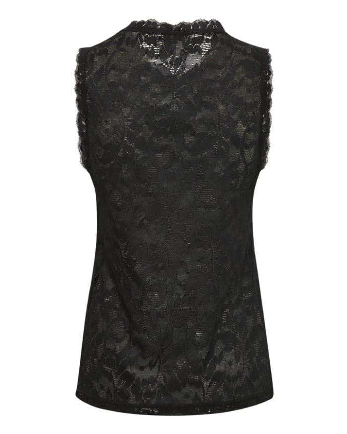 a black lace top with a white background