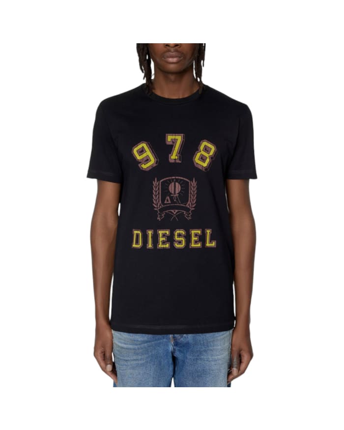 Diesel T Diegor E11 Mens T Shirts Crew Neck Short Sleeve Cotton Summer Tee Black EnableAll