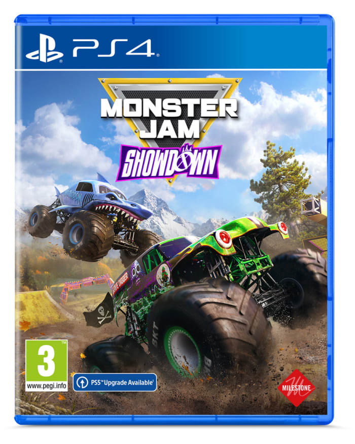 a video game cover with monster trucks