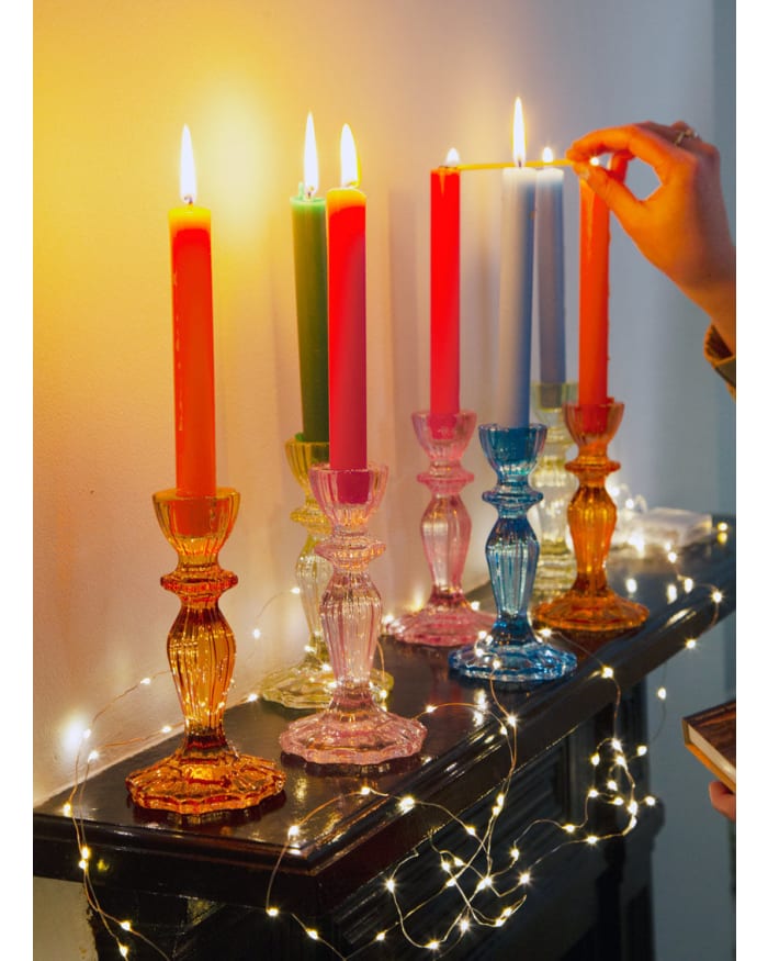 a group of candles on a table