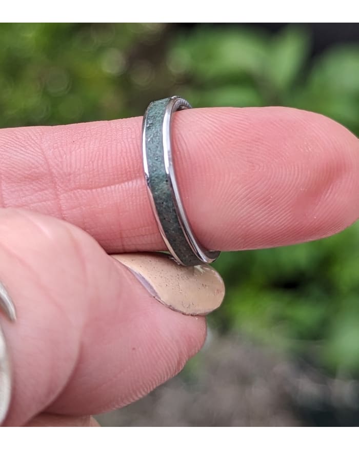a person's finger with a ring on it