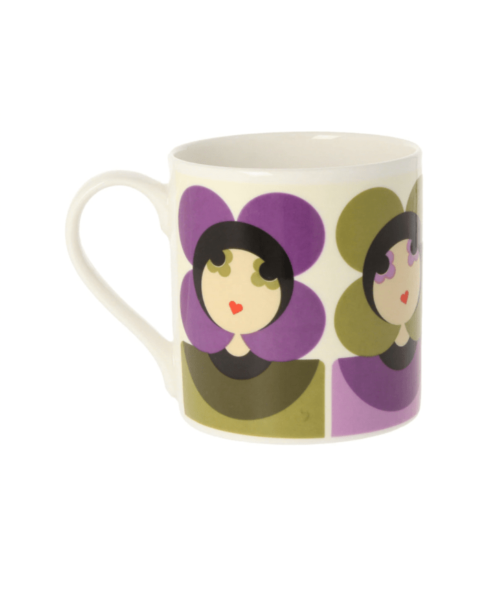 a coffee mug with a picture of a woman