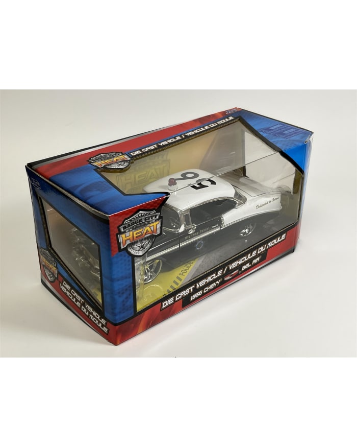 a toy car in a box