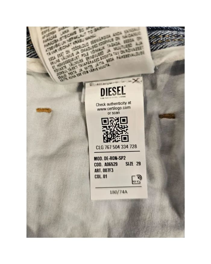 a white label on a jeans