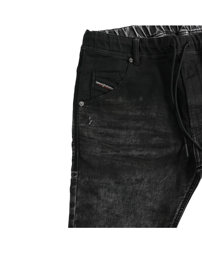 a close up of a pair of black jeans