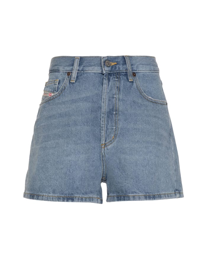 a pair of blue denim shorts