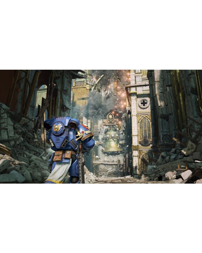 a video game screen capture of a soldier in a ruined city