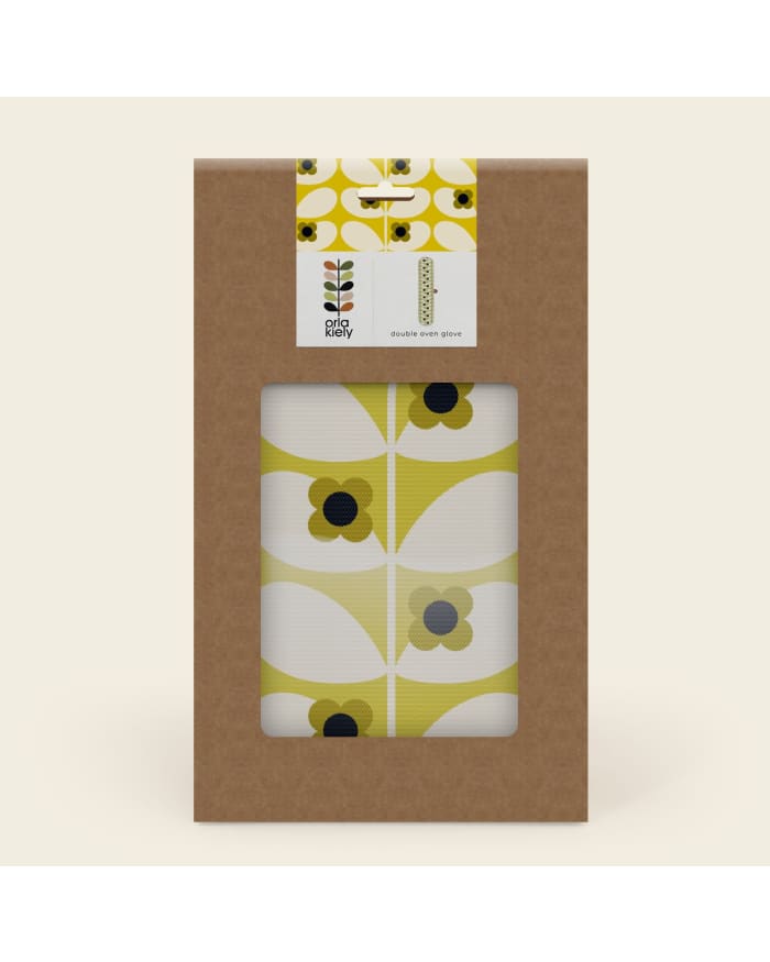 a box with a yellow and white flower pattern