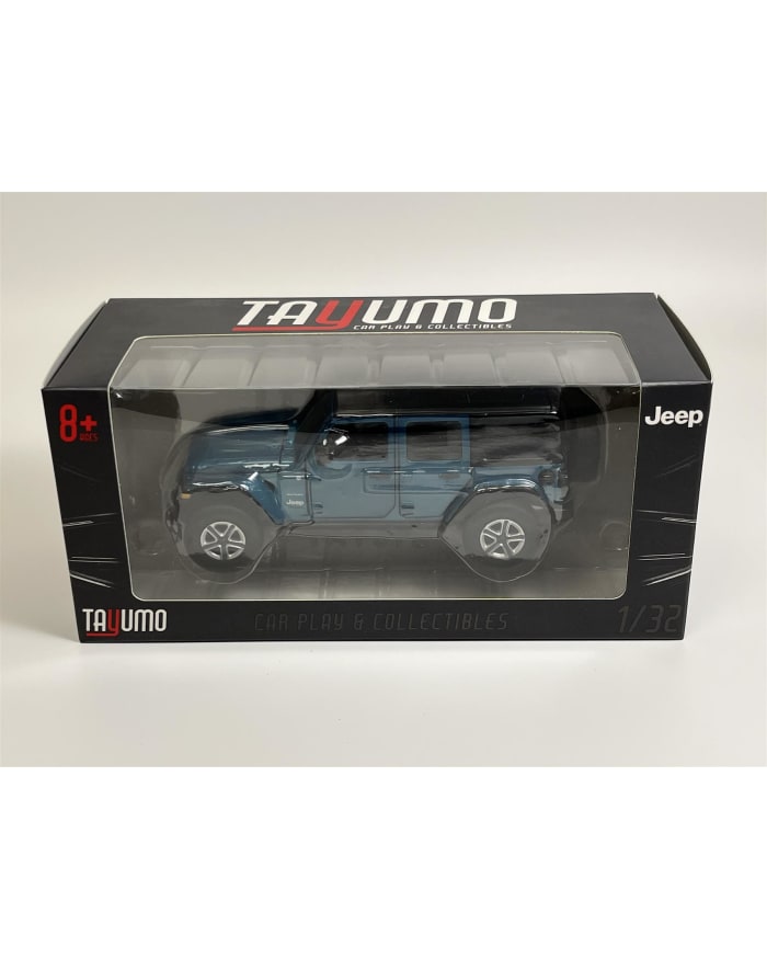 a blue toy car in a box