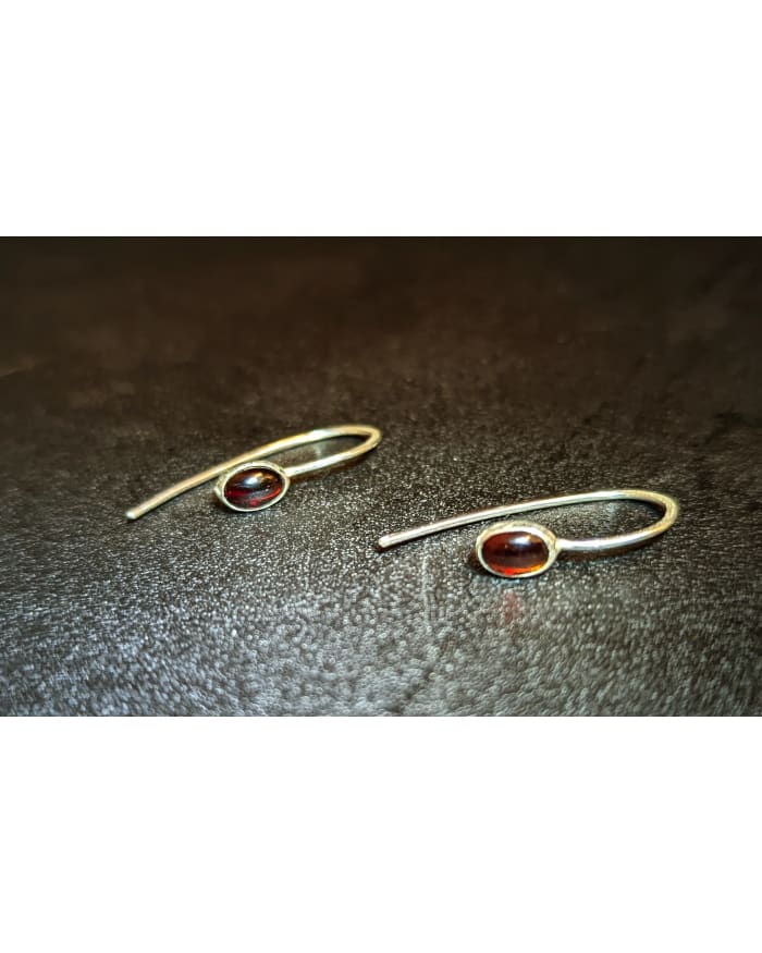 a pair of earrings with amber stones