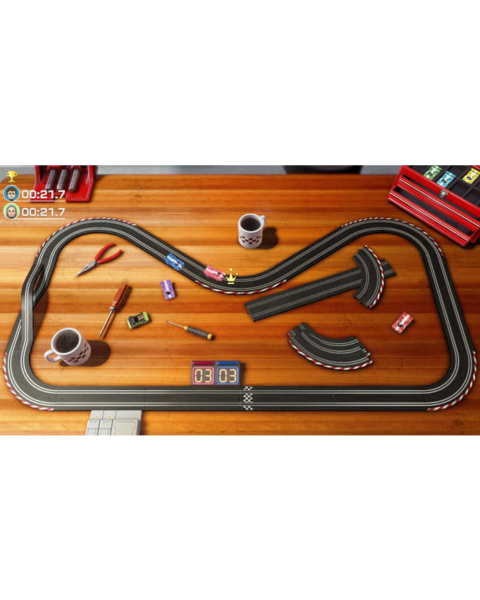 a toy race track on a table