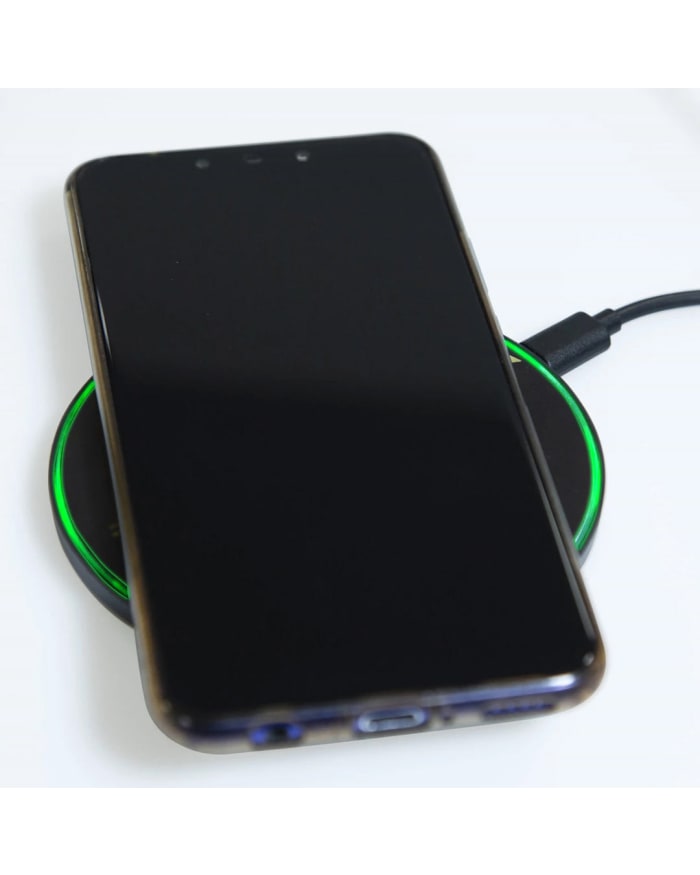 a cellphone on a wireless charger