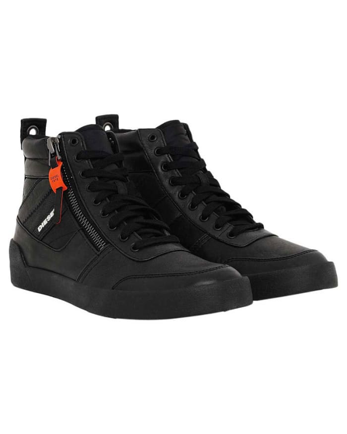 a pair of black sneakers