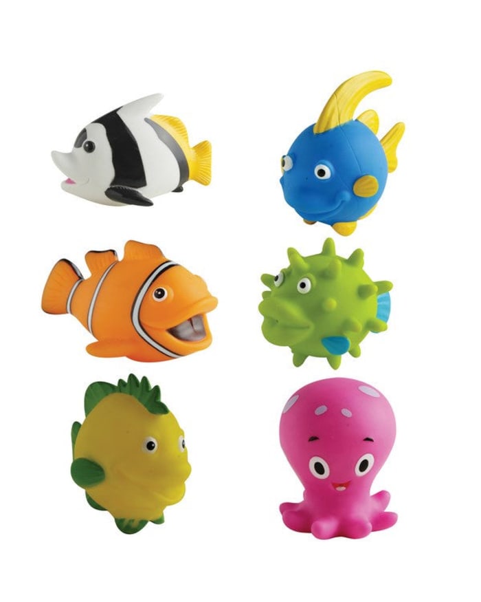 a group of rubber toys