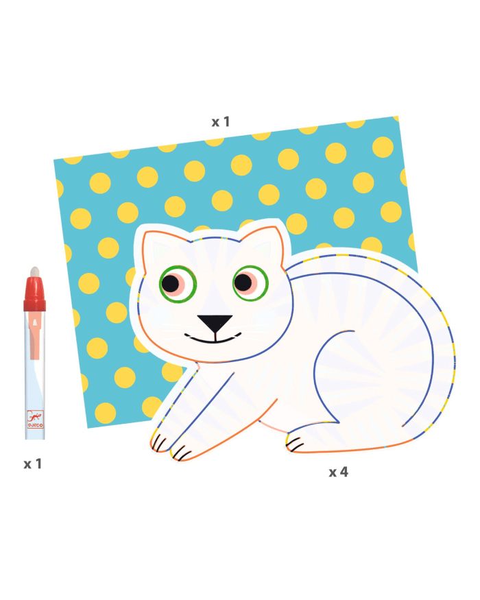 a drawing of a cat and a marker