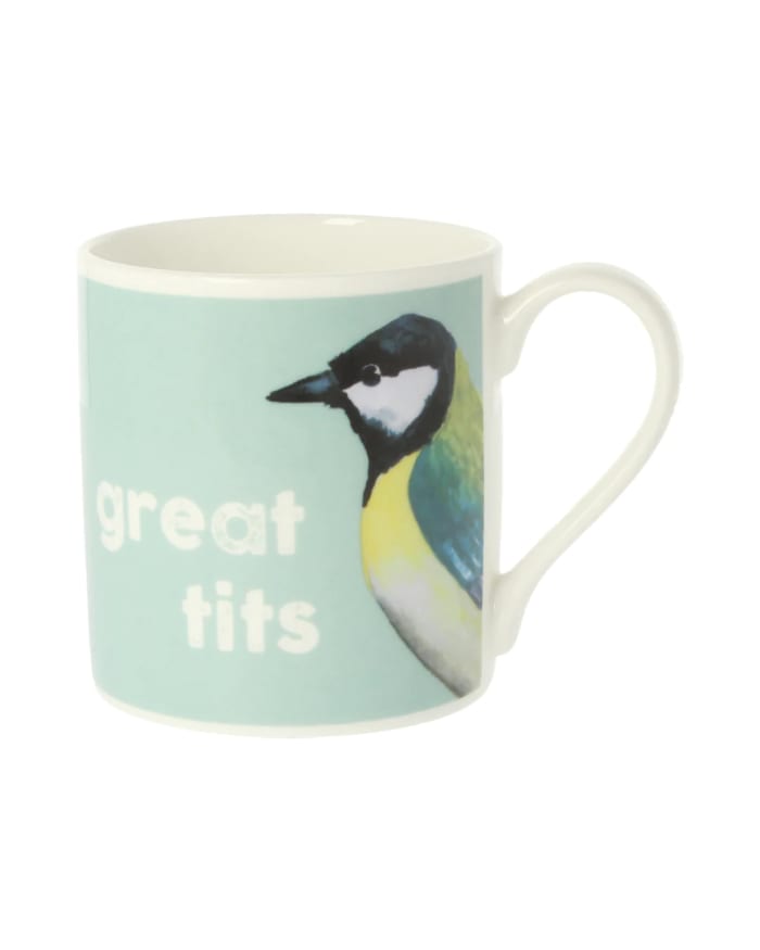 a mug with a bird on it