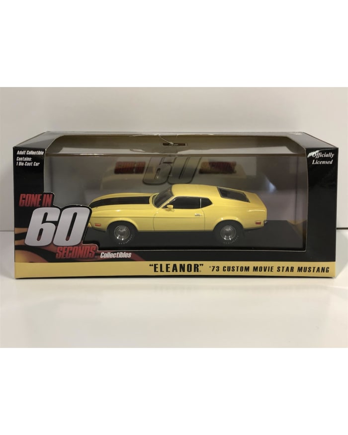 a yellow car in a plastic case