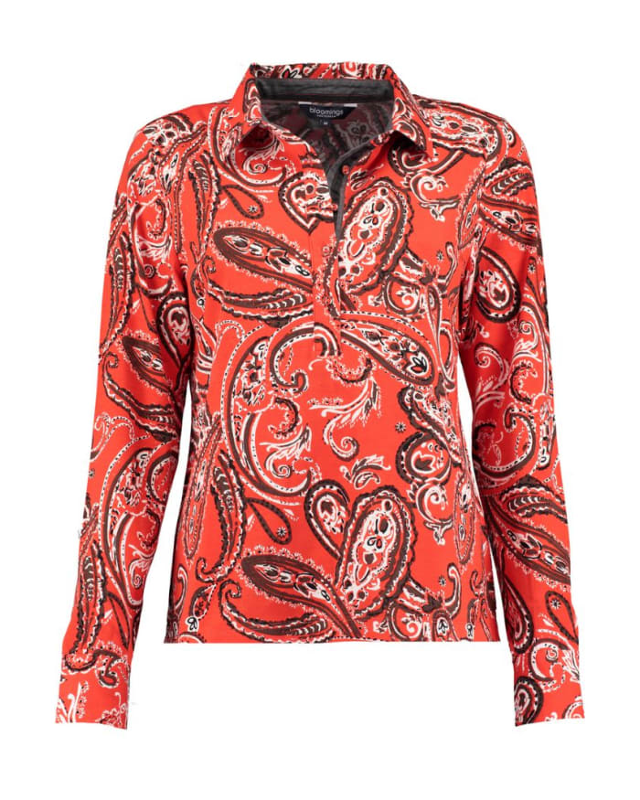 a red and black paisley shirt