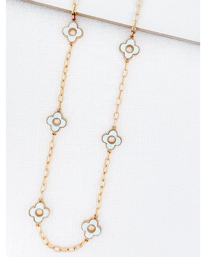 a pair of gold and white chain necklaces