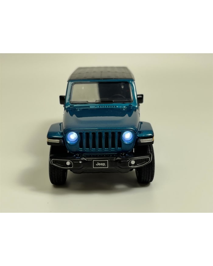 a blue jeep with blue lights