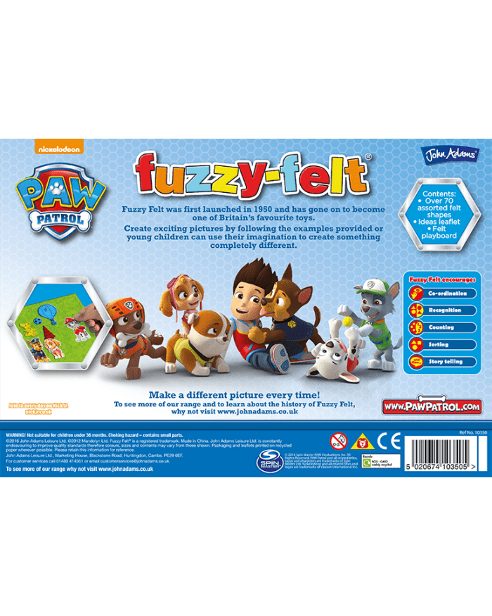 Paw patrol fuzzy felt deals