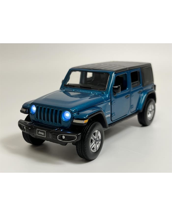 a blue jeep with blue lights