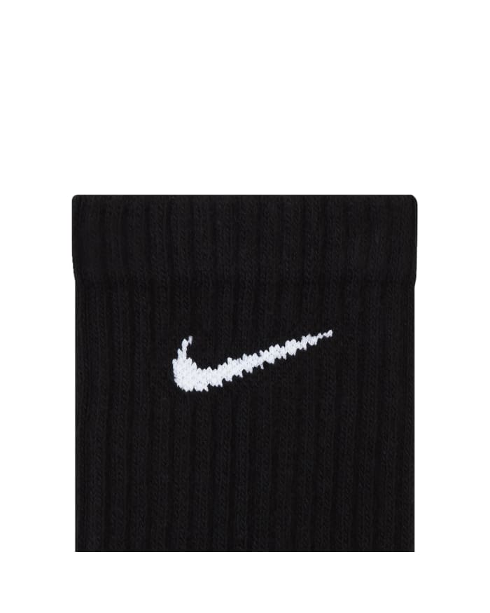 a black sock with a white swoosh