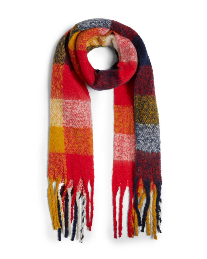 a red and yellow scarf