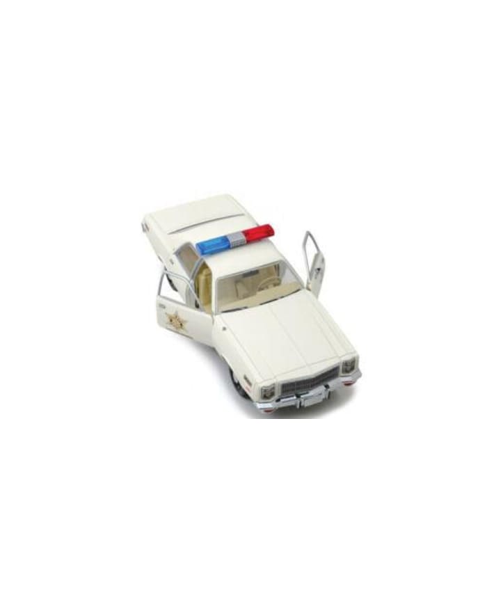 a white toy car with lights