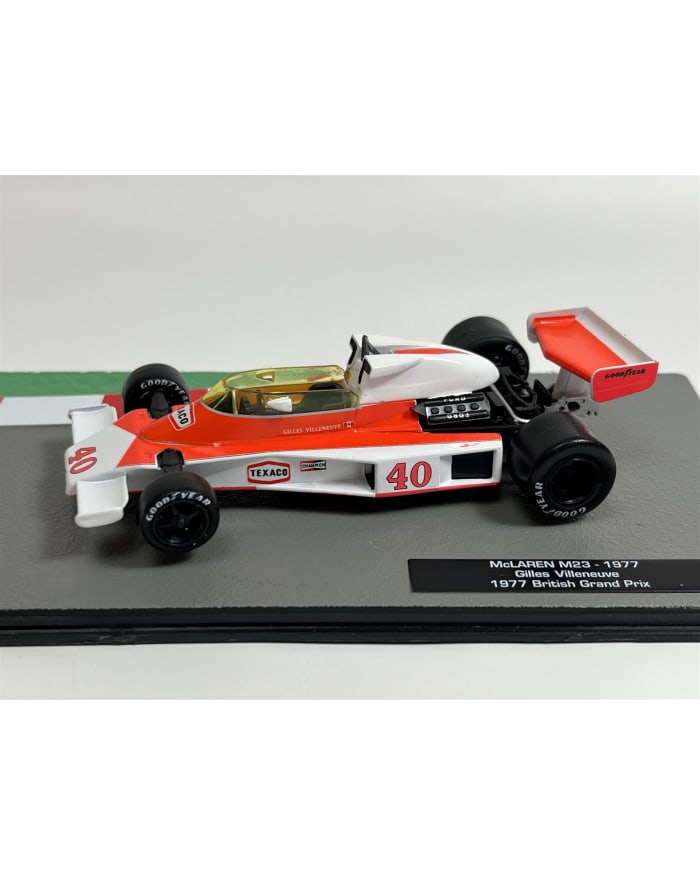 a toy race car on a stand