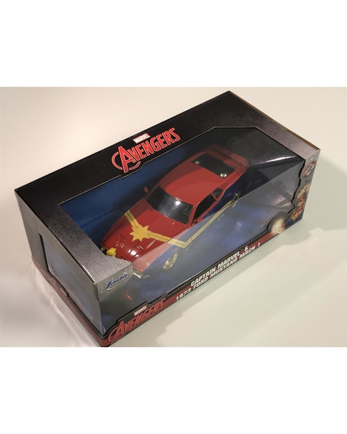 a toy car in a box