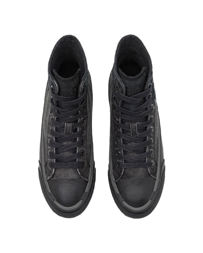 a pair of black sneakers