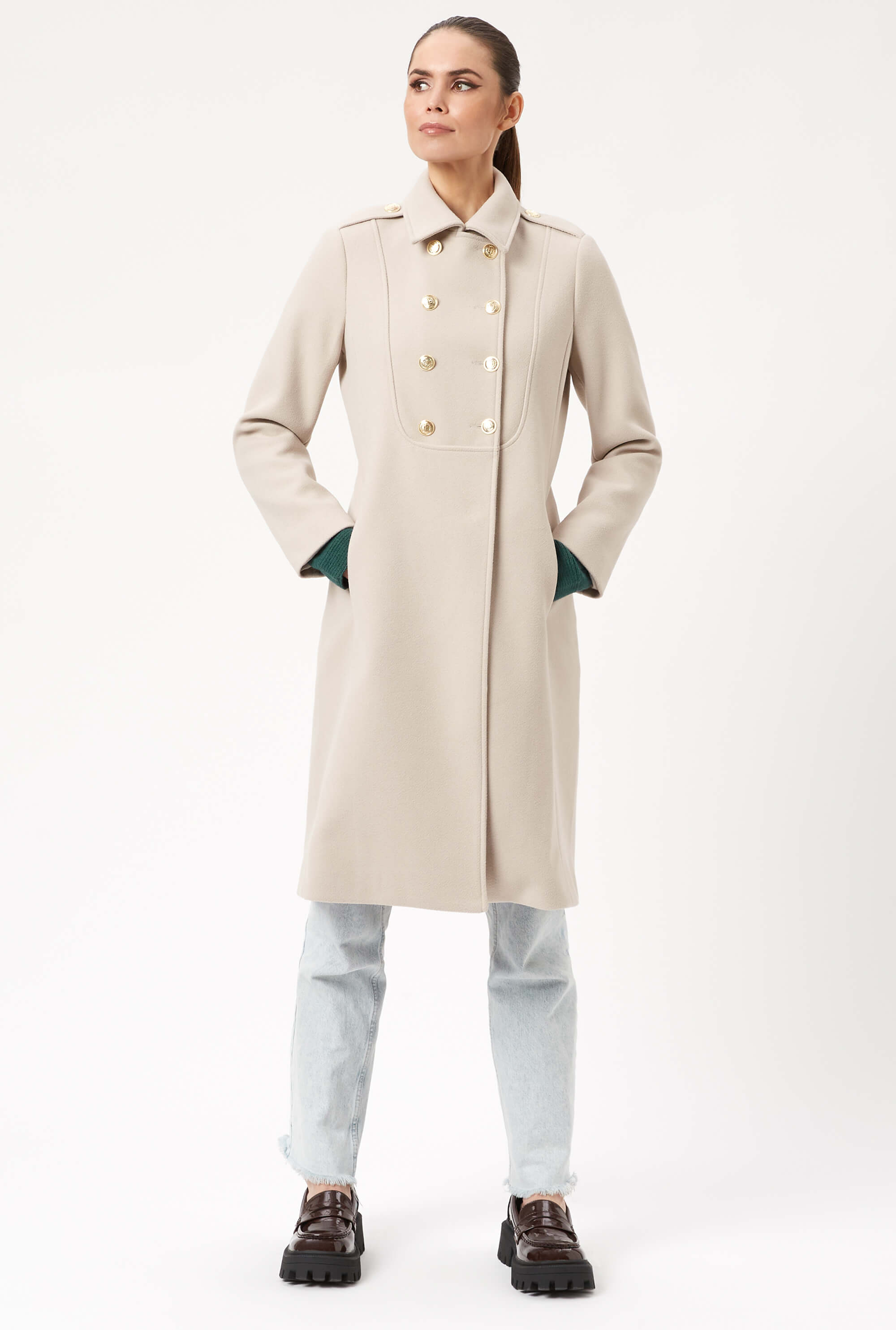 Military Coat in Beige