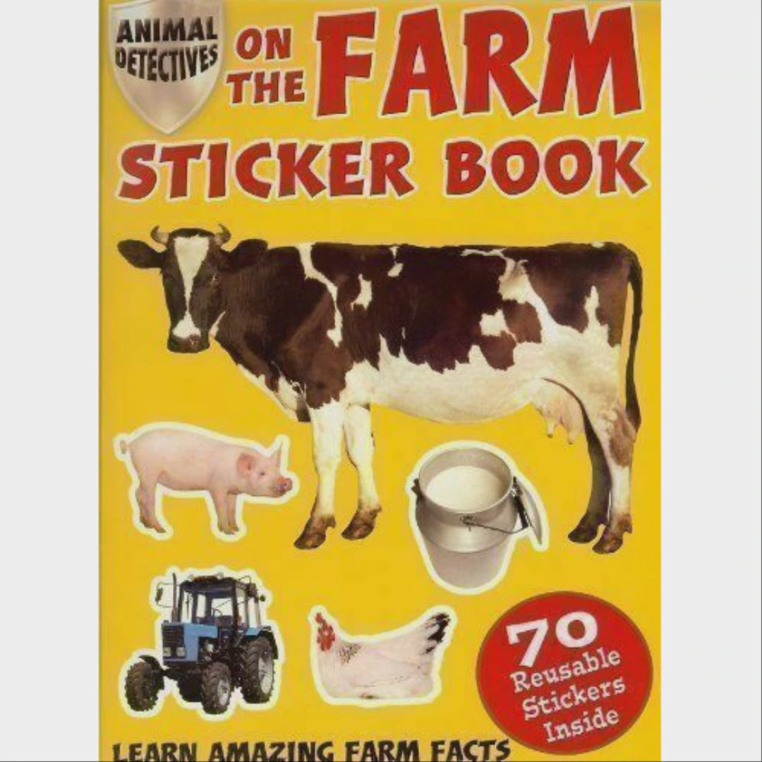 a yellow cover with a cow and pig and tractor