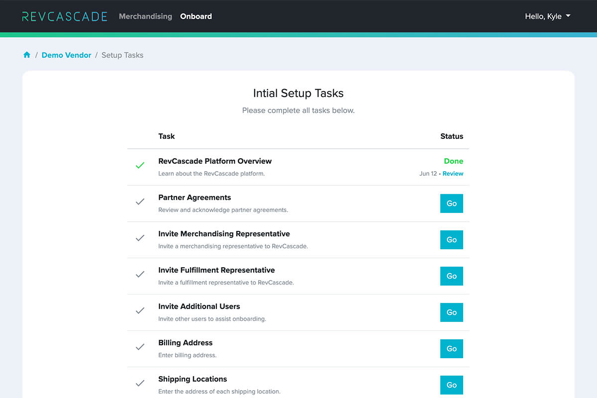 Onboarding Application Screenshot