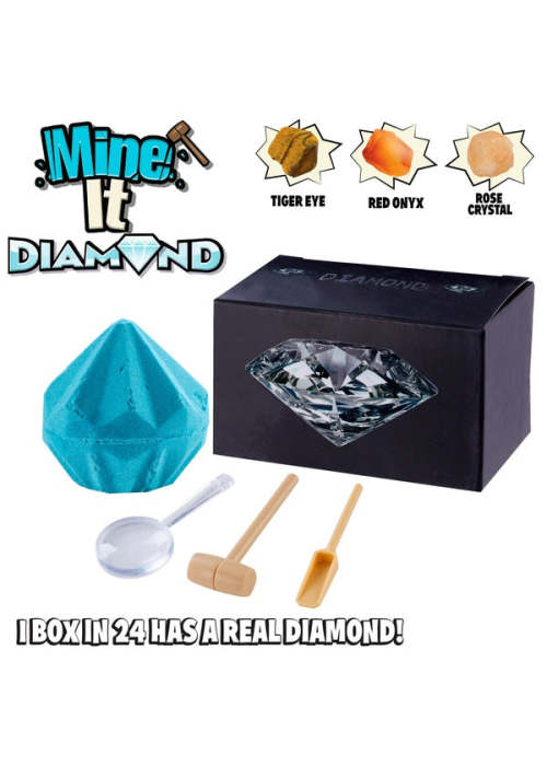 a box with a diamond and a blue object