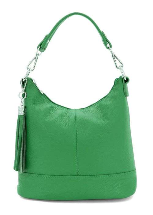 a green purse with a tassel