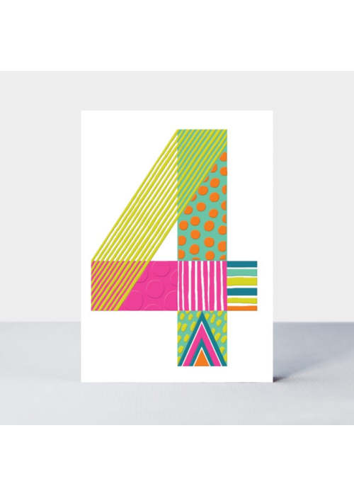 a card with colorful numbers