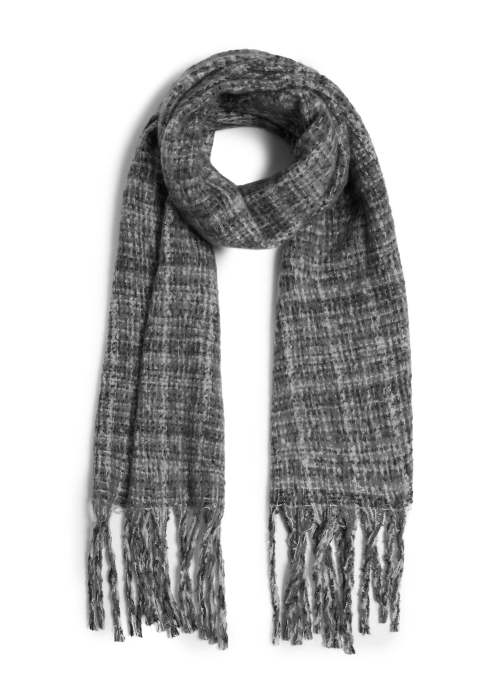 a grey and black scarf