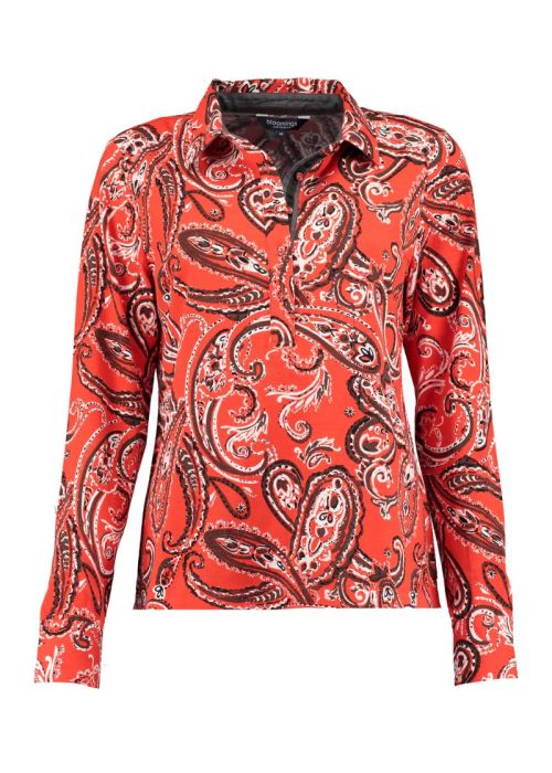 a red and black paisley shirt