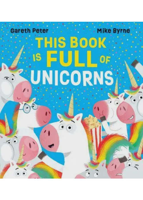 a book cover with unicorns and rainbows