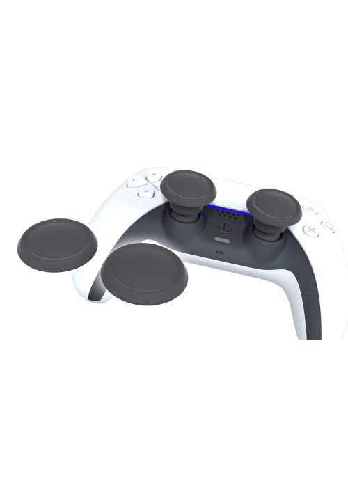 a video game controller with black buttons