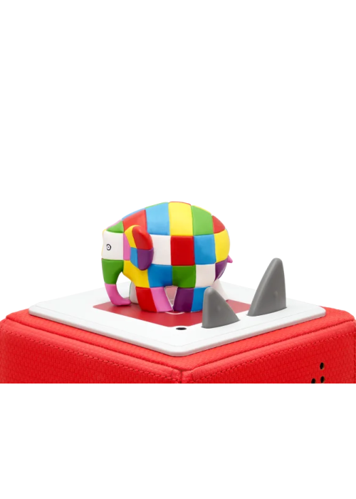 a colorful elephant on a red box