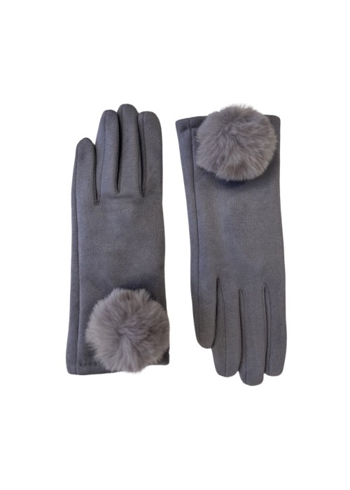 a pair of gloves with a pompom