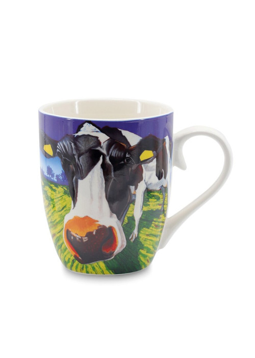 a mug with a cow's face on it