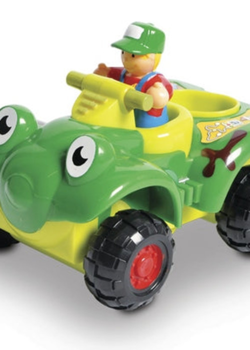 a green and yellow toy vehicle