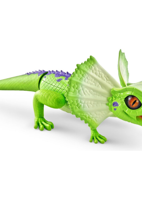 a green lizard toy with a white background