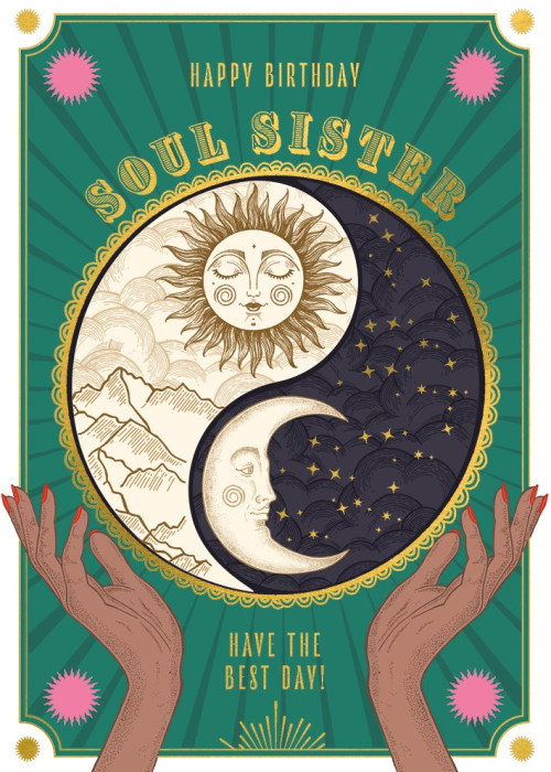 a poster with a yin yang and the sun