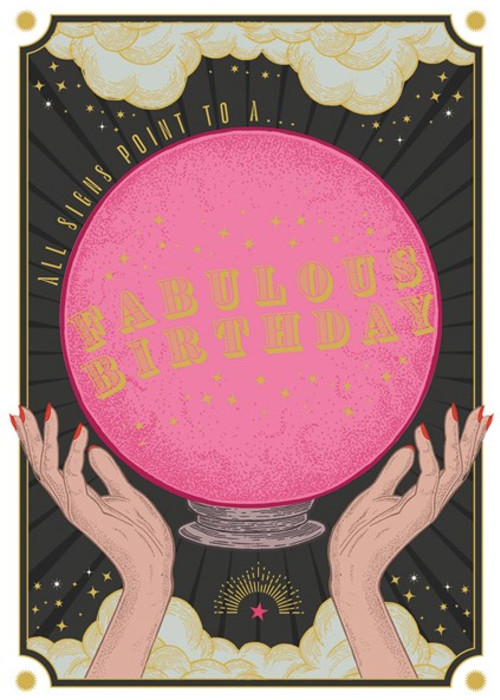 a pink ball with gold text