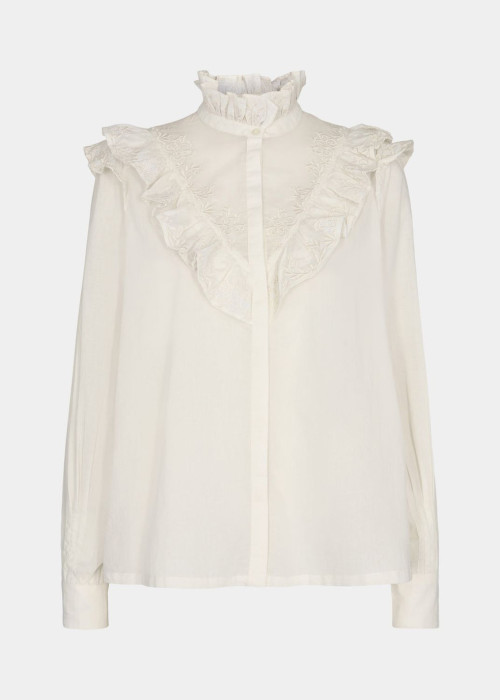 a white shirt with ruffles